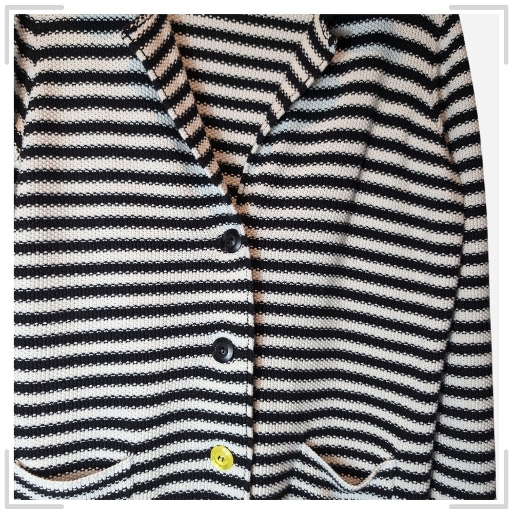 Pre-owned Renuar Black and White Striped Sweater with Yellow Accents - Picture 7 of 8